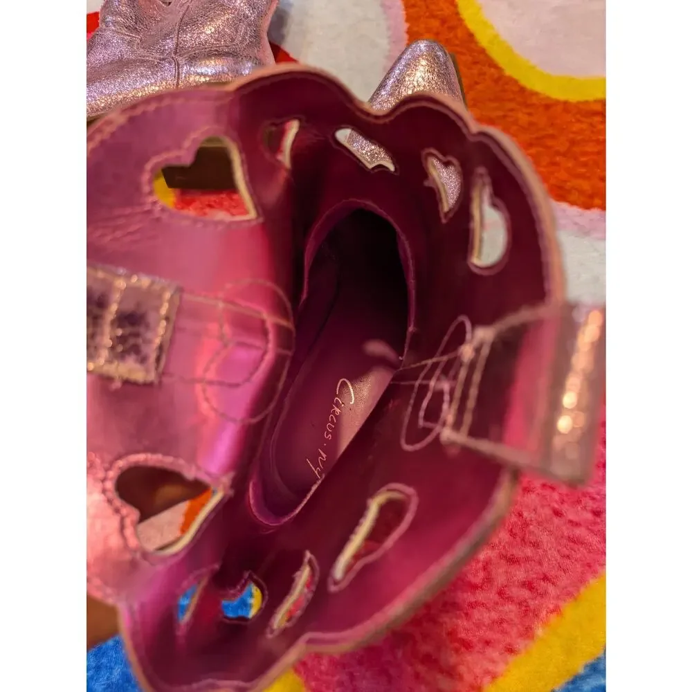 Circus NY by Sam Edelman Pink Metallic Jadia Cowboy Boots Size 10